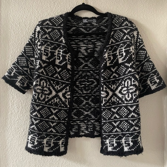 Zara wool blend open printed cardigan L - Picture 1 of 10